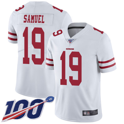 San Francisco 49ers Limited White Men Deebo Samuel Road NFL Jersey #19 100th Season Vapor Untouchable